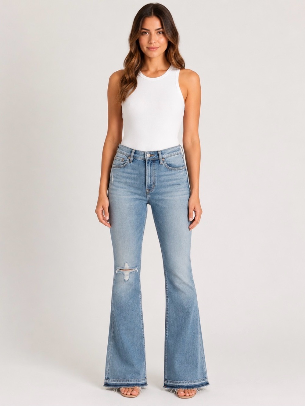 Citizens of Humanity Drew Flip Flop Jeans 28 Light Wash Distressed Flare USA
